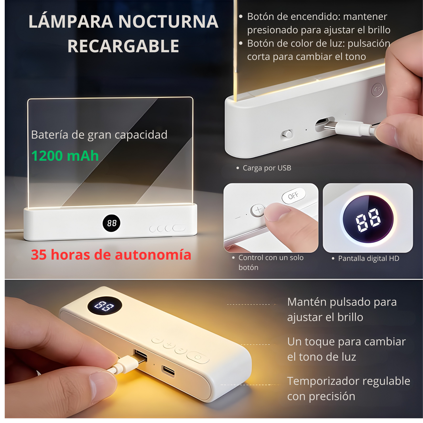 Lámpara de lectura LED inteligente